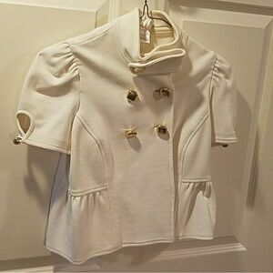 Y2K  Cropped Peplum Blazer w Gold
Buttons w Chain